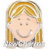 H7836 Blonde Straight Hair Girl Floating Locket Charm
