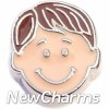 H7838 Dark Brown Parted Hair Boy Floating Locket Charm
