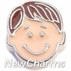 H7838 Dark Brown Parted Hair Boy Floating Locket Charm