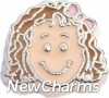 H7843 Light Brown Curly Hair Girl Floating Locket Charm