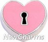 H7845 Pink Heart Lock Floating Locket Charm