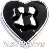 H7850 Kids On Black Heart Floating Locket Charm