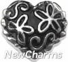 H7856 Black Floral Vintage Heart Floating Locket Charm