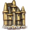 H7859 Big Gold Sand Castle Floating Locket Charm