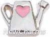 H7882 Watering Can Pink Heart Floating Locket Charm