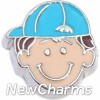 H7899 Dark Brown Ballcap Boy Floating Locket Charm