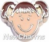 H7900 Dark Brown Pigtail Girl Floating Locket Charm