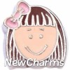 H7903 Dark Brown Short Hair Girl Floating Locket Charm