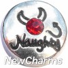 H7920 Naughty Silver Circle Floating Locket Charm