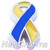 H7968 Blue And Yellow Ribbon With Silver Trim Floating Locket Charm