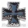 H8034 Black Folk Art Cross Floating Locket Charm