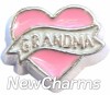 H8047 Grandma Pink Banner Heart Floating Locket Charm