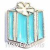 H8057 Blue And White Present Floating Locket Charm