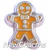 H8093 Silver Gingerbread Man Floating Locket Charm
