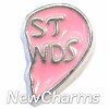 H8117 Pink Best Friends Heart Right Side Floating Locket Charm