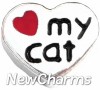 H8122 Love My Cat Silver Heart Floating Locket Charm