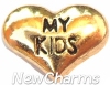 H8128 My Kids Gold Heart Floating Locket Charm
