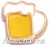 H8133 Beer Mug Gold Trim Floating Locket Charm