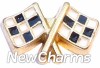 H8192 Gold Racing Flags Floating Locket Charm