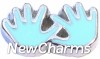 H8195 Blue Handprints Silver Trim Floating Locket Charm