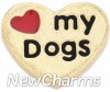 H8207 Love My Dogs Gold Heart Floating Locket Charm