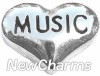 H8213 Music Silver Heart Floating Locket Charm