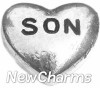 H8219 Son Silver Heart Floating Locket Charm