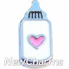 H8230 Pink Heart Baby Bottle Floating Locket Charm
