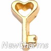 H8270 Shiny Gold Heart Key Floating Locket Charm
