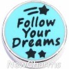 H8296 Follow Your Dreams Blue Circle Floating Locket Charm