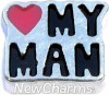 H8311 Love My Man Silver Trim Floating Locket Charm