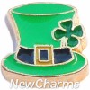 H8318 Gold Trim Leprechaun Hat Floating Locket Charm