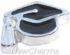 H8319 Silver Trim Graduation Cap Floating Locket Charm