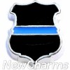 H8323 Thin Blue Line Police Badge Floating Locket Charm