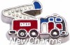 H8329 Fire Engine Truck Floating Locket Charm