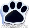 H8344 Black Puppy Paw Print Floating Locket Charm