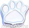 H8345 White Puppy Paw Print Floating Locket Charm