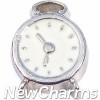 H8357 Vintage Clock White Face Floating Locket Charm