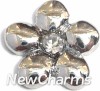 H9018silver Silver Flower With Stone Floating Locket Charm