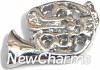 H9057silver Silver French Horn Floating Locket Charm