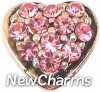 H9063-6 Heart With Pink Stones Floating Locket Charm