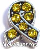 H9073-9 Ribbon With Big Yellow Stones Floating Locket Charm