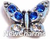 H9074-13 Butterfly With Blue Stones Floating Locket Charm