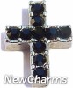 H9075-1 Cross With Black Stones Floating Locket Charm