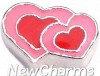 H9107 Double Pink And Red Hearts Floating Locket Charm