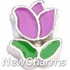 H9108 Purple Tulip Floating Locket Charm