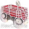 H9125 Red Wagon Silver Trim Floating Locket Charm