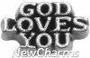 H9151 Silver God Loves You Floating Locket Charm