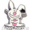 H9716 Happy Bunny Rabbit Silver Trim Floating Locket Charm