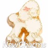 H9724 White Poodle Floating Locket Charm